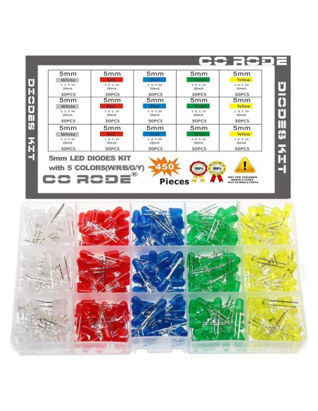 Kit de Diodos LED 5mm CO RODE 450pcs Multicolor