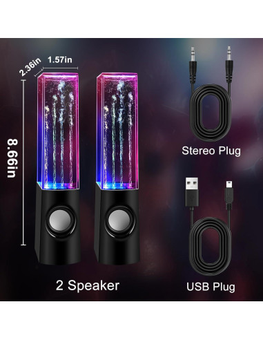 Altavoz LED Aolyty GAL3-040-B con Fuente de Agua y Sonido 2.1