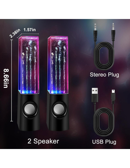 Altavoz LED Aolyty GAL3-040-B con Fuente de Agua y Sonido 2.1