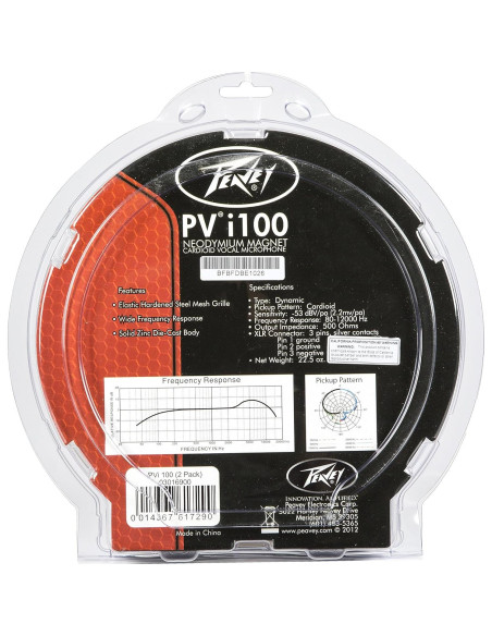 Paquete de 2 Micrófonos Dinámicos Cardioides Peavey PVi 100