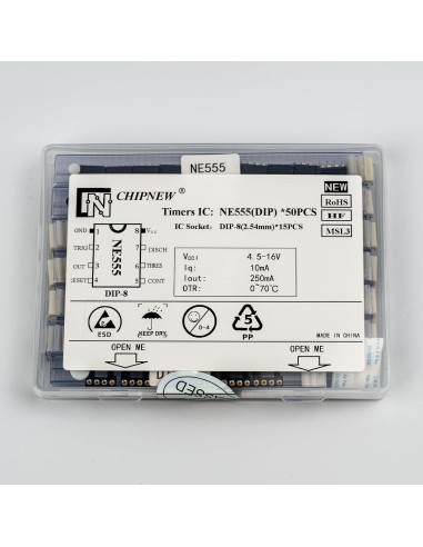 Kit 65 en 1 NE555 Timer IC CHIPNEW con zócalos DIP