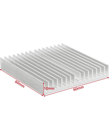 Disipador de Calor de Aluminio 60mm x 60mm x 10mm - Paquete de 10