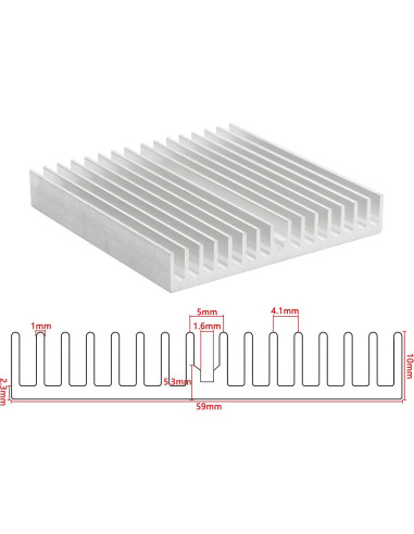 Disipador de Calor de Aluminio 60mm x 60mm x 10mm - Paquete de 10