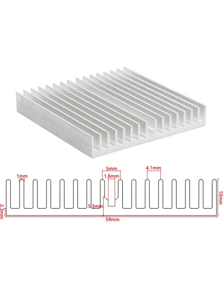 Disipador de Calor de Aluminio 60mm x 60mm x 10mm - Paquete de 10