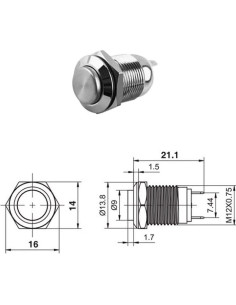Interruptores de Botón Momentáneo Lhazemu 8PCS 12mm IP65 2