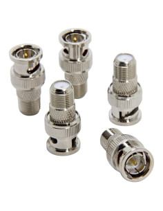 Adaptador BNC a F - Paquete de 5 - Conector Coaxial RG6 RG59