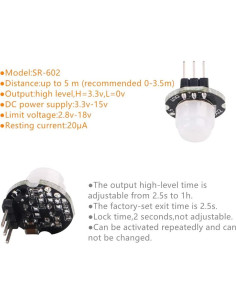 Sensor de Movimiento Infrarrojo Oiyagai SR602 5m 2pcs 2