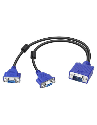 Cable Divisor VGA 1 Macho a 2 Hembras 33cm Duplicador de Pantalla