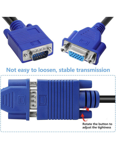 Cable Divisor VGA 1 Macho a 2 Hembras 33cm Duplicador de Pantalla