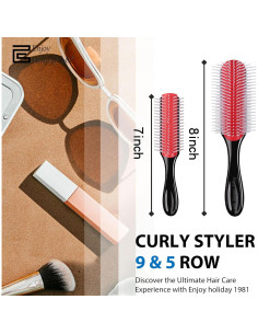 Cepillo para Cabello Rizado Enjoy Holiday 1981 2 PCS Rojo 2