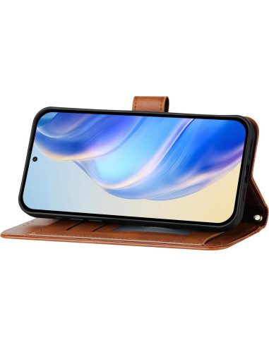 Funda de billetera PU Kukoufey para Honor X6C - Marrón