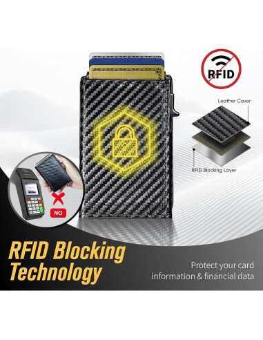 Billetera minimalista BLACKYEW con bloqueo RFID, fibra de carbono