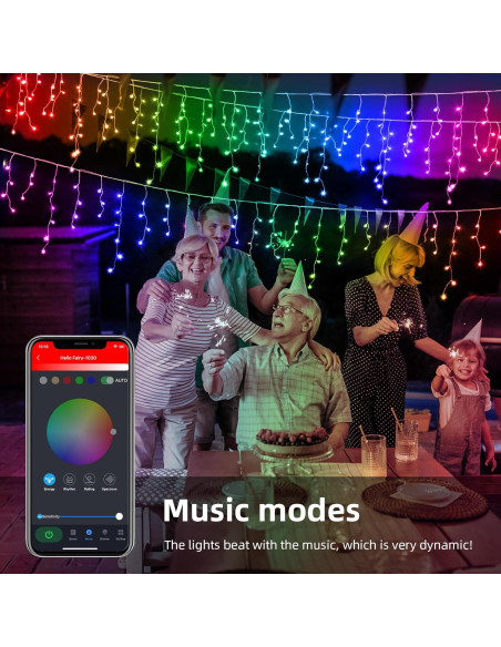 Luces de Carámbano Inteligentes 5.03m LED Control APP