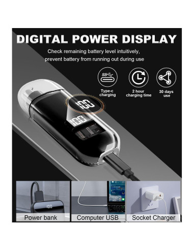 Recortador de Vello Nasal Acavado 01 Digital Recargable Negro