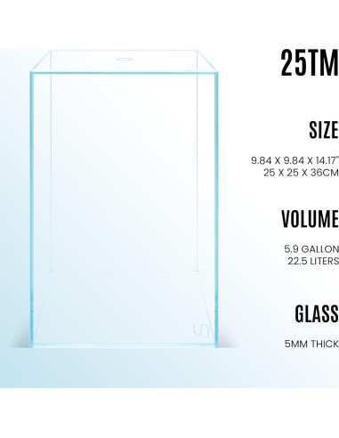 Acuario Prism UNS 25TM Sin Marco 25x25x36 cm Vidrio Claro