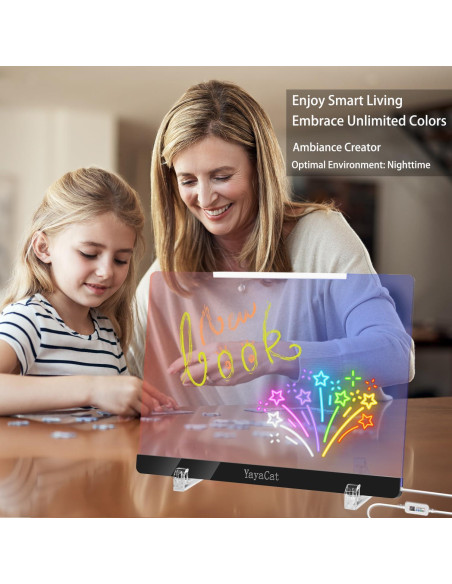 Tablero LED Acrílico YayaCat 30.48x21.59 cm Control Remoto