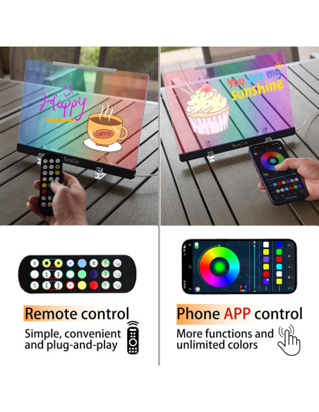 Tablero LED Acrílico YayaCat 30.48x21.59 cm Control Remoto