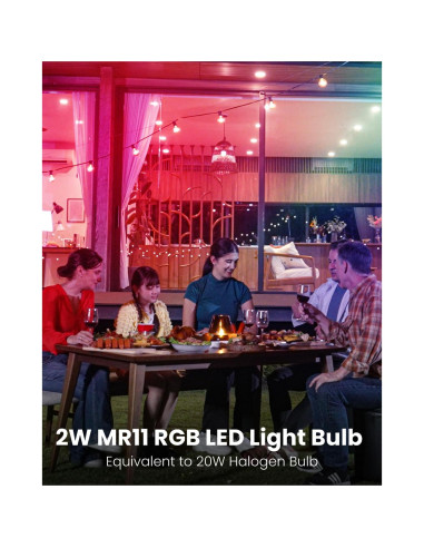 Bombillas LED MR11 GU4 2W RGB 12 Colores - 2 Paquetes