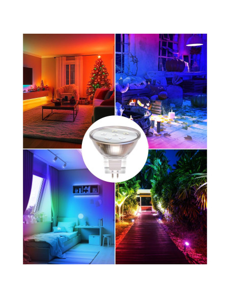 Bombillas LED MR11 GU4 2W RGB 12 Colores - 2 Paquetes