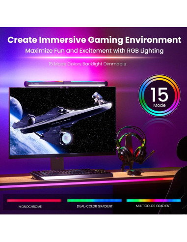 Barra de Luz para Monitor Quntis RGB 39.9 cm Ajustable