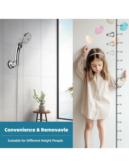 Soporte de Ducha con Ventosa iFealClear, Cromo, Ajustable