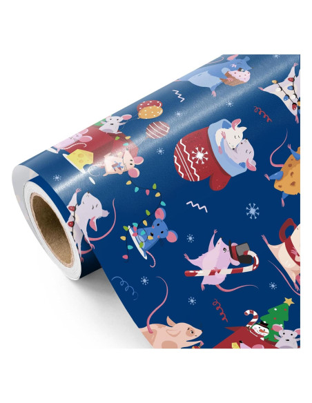 Papel de Regalo Navideño WRAPAHOLIC - Mini Rollo 43.8 cm x 5 m