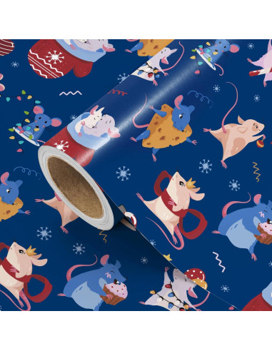 Papel de Regalo Navideño WRAPAHOLIC - Mini Rollo 43.8 cm x 5 m