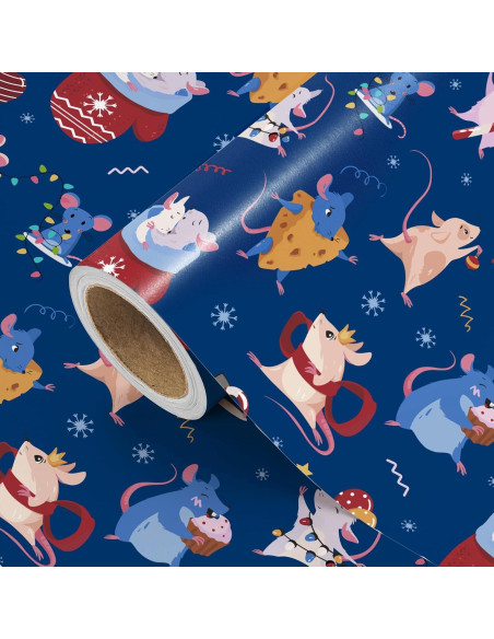 Papel de Regalo Navideño WRAPAHOLIC - Mini Rollo 43.8 cm x 5 m