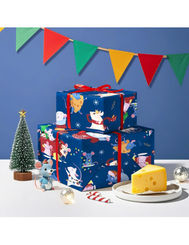 Papel de Regalo Navideño WRAPAHOLIC - Mini Rollo 43.8 cm x 5 m
