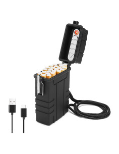 Estuche para Cigarrillos SOMGEM con Encendedor Eléctrico USB 20pcs