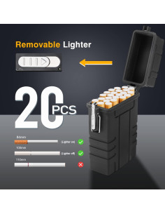 Estuche para Cigarrillos SOMGEM con Encendedor Eléctrico USB 20pcs 2