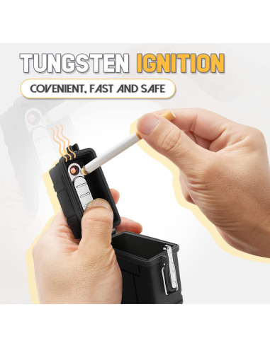 Estuche para Cigarrillos SOMGEM con Encendedor Eléctrico USB 20pcs