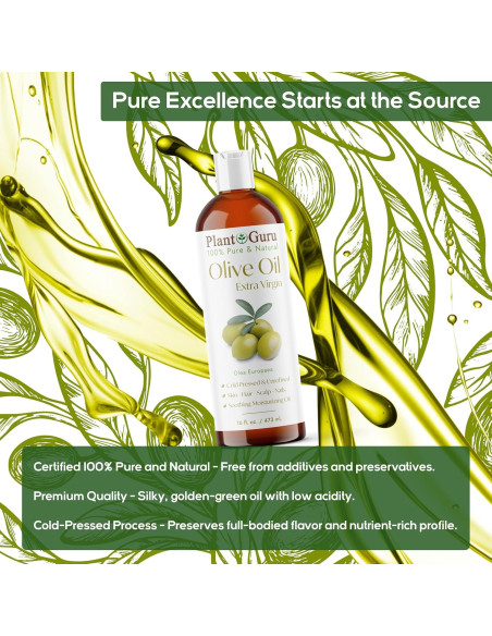 Aceite de Oliva Extra Virgen 118 ml Plant Guru - Puro y Natural