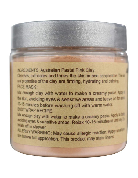 Arcilla Rosa Pastel Australiana 100% Pura 227g - Exfoliante Natural