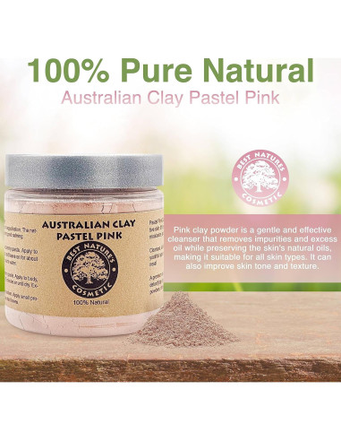 Arcilla Rosa Pastel Australiana 100% Pura 227g - Exfoliante Natural
