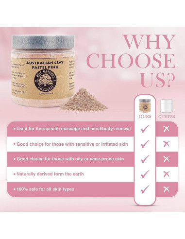 Arcilla Rosa Pastel Australiana 100% Pura 227g - Exfoliante Natural