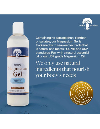 Gel de Magnesio Puro Health and Wisdom 340g - Alivio Muscular