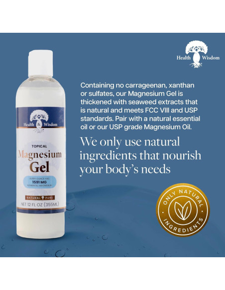 Gel de Magnesio Puro Health and Wisdom 340g - Alivio Muscular