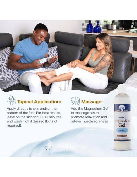 Gel de Magnesio Puro Health and Wisdom 340g - Alivio Muscular