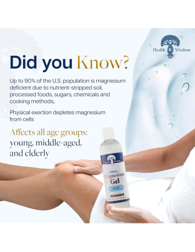 Gel de Magnesio Puro Health and Wisdom 340g - Alivio Muscular