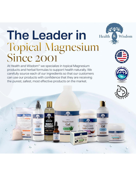 Gel de Magnesio Puro Health and Wisdom 340g - Alivio Muscular