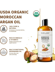 Aceite de Argán Marroquí MAYJAM 473ml 100% Puro Hidratante 2
