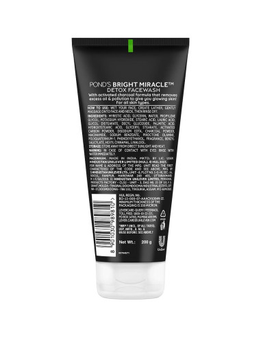 Limpiador Facial POND'S Milagro Brillante Detox 200g Carbón Activado