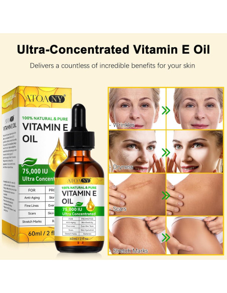 Aceite de Vitamina E Puro 75,000 UI NenMaoKeNu 60 ml Hidratante