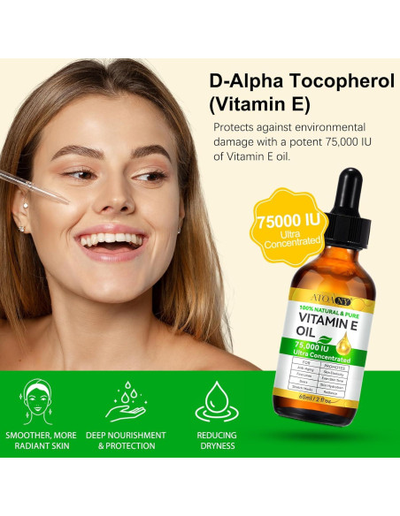 Aceite de Vitamina E Puro 75,000 UI NenMaoKeNu 60 ml Hidratante