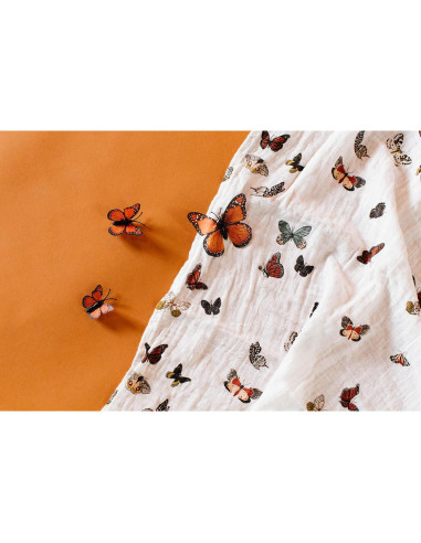 Muselina para Bebés Clementine Kids 120x120 cm Mariposas