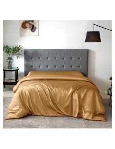 Funda de Edredón THXSILK 100% Seda Morera Individual Dorado