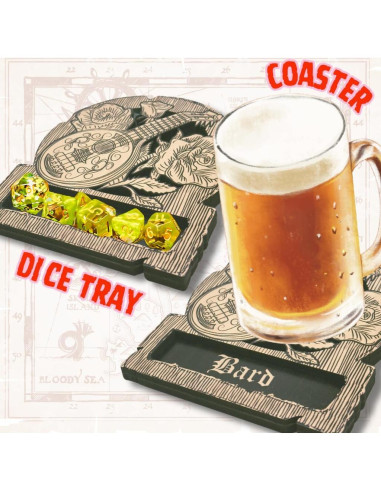 Bandeja de Dados Bardo Rhenuzu 15x13 cm - Posavasos de Madera