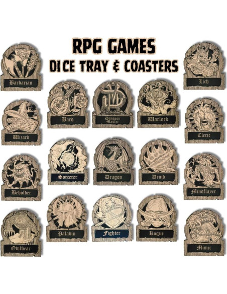 Bandeja de Dados Bardo Rhenuzu 15x13 cm - Posavasos de Madera