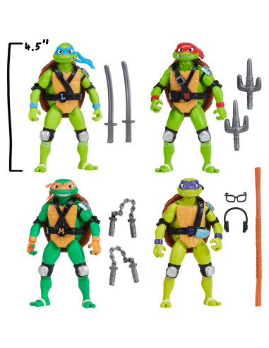 Paquete 4 Figuras Tortugas Ninja Shell Spin Playmates Toys